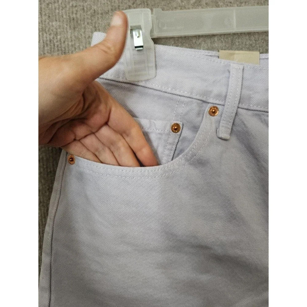 Levi's 501 Cotton High-Rise Denim Shorts Womens 31 Lilac Purple Raw Hem NEW - Picture 4 of 11